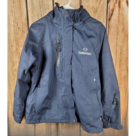 Gulfstream Jacket Blue Insulated Removable Ladies Large Jet Excellent Hooded - Picture 1 of 11